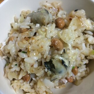 牡蠣入り納豆チャーハン(o^^o)